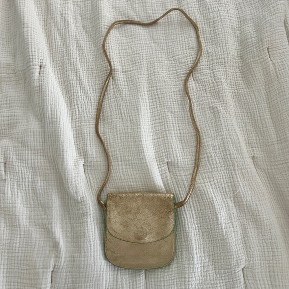 maje Vintage Gold Leather Crossbody Bag - Picture 1 of 15